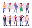 © ONYXprj - Confused people. Characters standing and uncertain thinking exact vector persons with thoughtful expression