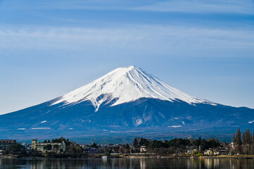 Poster - 山梨県河口湖と富士山