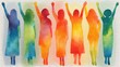 © inemykina - Girls in a captivating arrangement, adorned in colorful clothing, each showcasing their unique self-expression