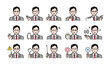 © KatoSaori - バッジをつけたスーツのミドル世代の男性の様々な表情バリエーションセット