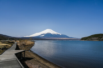 Aufkleber - 山梨県の山中湖と富士山