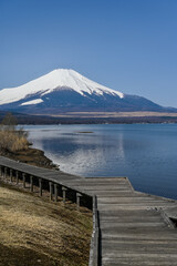 Poster - 山梨県の山中湖と富士山