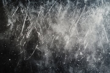 Wall Mural - Abstract black and white texture with scratches and dust, resembling a cosmic nebula.