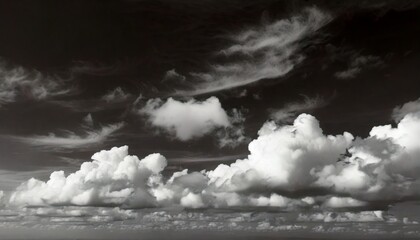 Wall Mural - a black and white photo of a cloudy sky with a few clouds that are white