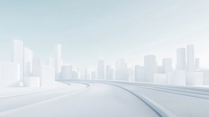 Abstract city road, futuristic cityscape, simple design, digital art