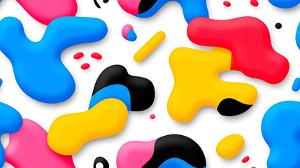 Wall Mural - abstract seamless pattern with colorful, flowing shapes in a vibrant and energetic on white
