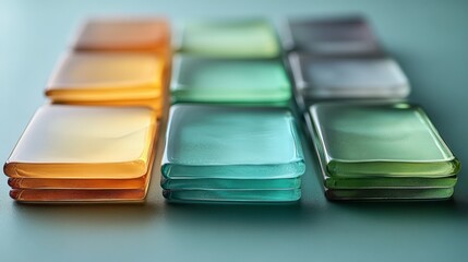Poster - Colorful glass tiles arranged in an appealing pattern highlight the craftsmanship involved in fabrication for construction projects while promoting innovation in modern infrastructure.