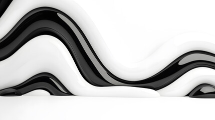 Wall Mural - abstract black and white liquid or paint swirl top view isolated on white background