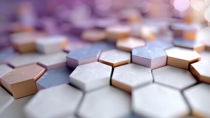 Wall Mural - captivating abstract hexagonal pattern rendered with soft pastel colors and bokeh effects