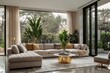 © Abian rasyid - Modern living room with expansive windows and surrounding greenery
