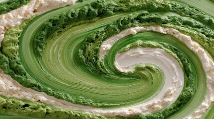 Wall Mural - mesmerizing swirl of verdant hues and creamy texture captured in close-up detail