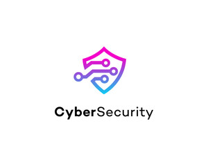 cybersecurity shield digital data protection logo design