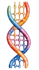Aufkleber - A vibrant colorful illustration depicts a detailed double helix DNA strand structure.