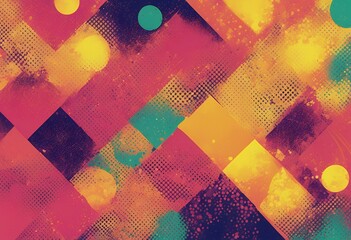 Poster - shapes design colors abstract pop modern halftone comics background banner technology geometric comi