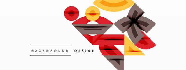 Aufkleber - Abstract geometric shapes, vibrant colors, modern design. Overlapping elements create dynamic composition. Minimalist aesthetic, clean lines, artistic expression.