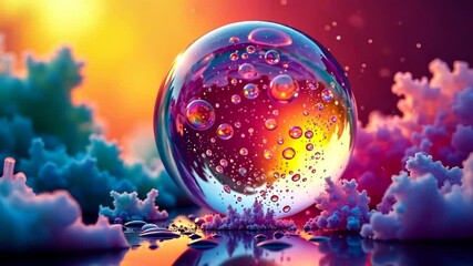 Wall Mural - Mesmerizing Orb A Symphony of Color and Light in a Microcosmic World
