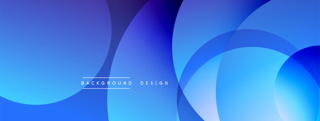 Leinwandbilder - Blue abstract shapes overlap creating dynamic composition. Smooth gradients, modern design, vibrant colors, clean aesthetic. Perfect backdrop for presentations.