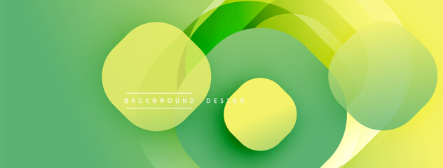 Leinwandbilder - Abstract green yellow background. Overlapping circles create dynamic visual effect. Smooth gradients, modern design. Simple, clean aesthetic.