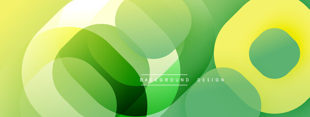 Leinwandbilder - Abstract green design. Overlapping circles create dynamic composition. Smooth gradients, modern aesthetic. Bright, fresh, vibrant. Perfect backdrop for presentations.