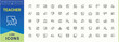 © Rubbble - Teacher vector icon set. Containing training, teach, teaching, school, class and more. Simple line vector icons. Classroom modern icon set. Conceptual pictogram and infographic.