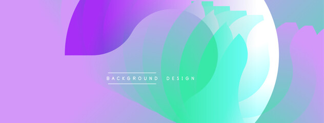 Poster - Abstract design. Overlapping circles create dynamic gradient. Purple, green, blue hues blend seamlessly. Modern aesthetic, vibrant colors, smooth transitions.
