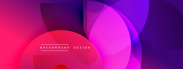 Poster - Abstract vibrant design. Overlapping circles create dynamic composition. Pink, purple, blue gradients blend seamlessly. Modern aesthetic, perfect for digital projects.
