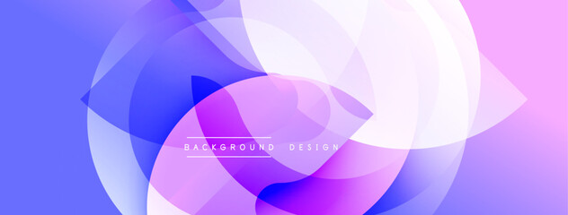 Poster - Abstract composition. Overlapping circles create dynamic gradient effect. Purple, blue, pink hues blend seamlessly. Modern design element.