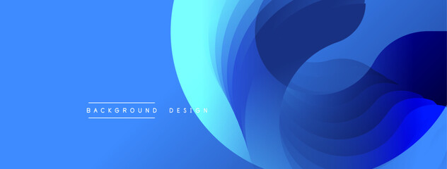 Aufkleber - Blue abstract layers create dynamic flow. Smooth shapes overlap, forming modern design. Gradient shades add depth, texture. Minimalist aesthetic.