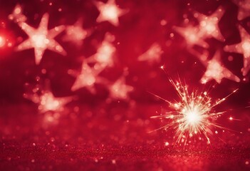 Wall Mural - classic glitter xmas decoration red sparkler background pattern vibrant texture festive shiny blurry