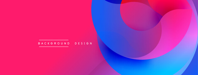 Poster - Bright abstract design. Overlapping shapes create dynamic composition. Vivid pinks, blues, purples blend seamlessly. Modern aesthetic, perfect for backgrounds.