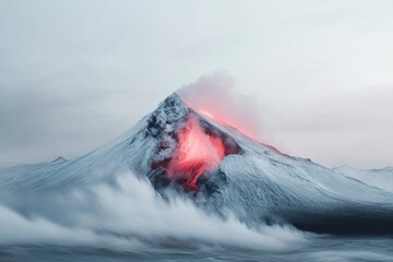 Fototapete - Climate Crisis Infographic Minimalist Volcanic Eruption Visualization - Emerging Geoscience Communication for Digital Education and Environmental Awareness Campaigns