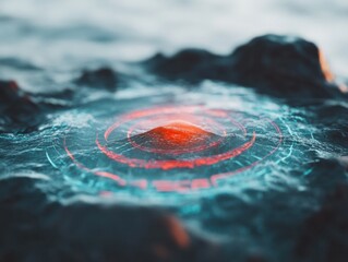 Fototapete - Futuristic Maritime AI Tracking Immersive Hyper-Realistic Radar Visualization for Maritime Security and Oceanic Threat Detection Technology