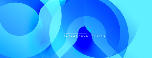 Poster - Blue abstract layers create dynamic composition. Smooth gradients, circular shapes, modern design. Background suggests depth, movement, visual interest.