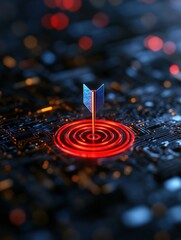Poster - Precision Tech Innovation Futuristic Cybersecurity Arrow Targeting Digital Transformation with High-Performance Accuracy and AI-Driven Strategic Breakthrough