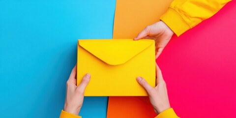 Fototapete - Vibrant Pop Color Communication National Stationery Day Minimalist Design with Bold Envelope Styling for Digital Marketing Trends and Creative Professional Branding