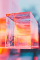 Poster - Prismatic Digital Alchemy Translucent Holographic Cube Revealing Ethereal Color Gradients - Innovative Design Visualization and Futuristic Creative