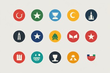 Poster - Political ideologies and parties represented by colorful flat icons on a neutral background for graphic design projects