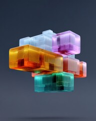 Aufkleber - Next-Gen Digital Architecture Translucent Modular Cubes Visualizing AI-Powered Data Visualization and Quantum Computing Innovation