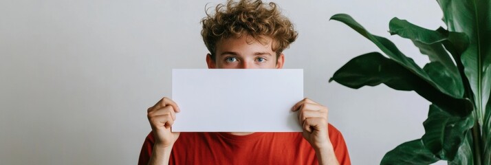 Fototapete - Post-Digital Identity Mockup Gen Z Creative Explores Minimalist Communication through Blank Canvas Messaging in Trendsetting Personal Branding Concept