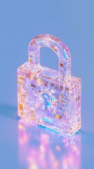 Aufkleber - Holographic Digital Security Visualization Transparent Quantum Encryption Padlock with Iridescent Circuit Mapping - Cutting-Edge Cybersecurity Branding for Next-Gen Tech Innovation