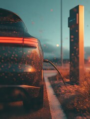 Aufkleber - sustainable urban mobility next-gen electric vehicle charging experience - cinematic twilight ev inf