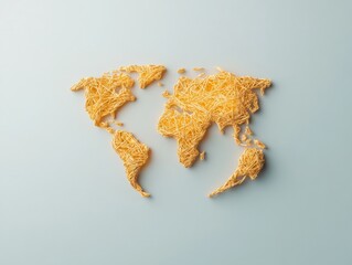 Aufkleber - Sustainable Global Connectivity Innovative Wheat Straw World Map Visualizing Digital Transformation and Eco-Conscious Business Network Strategies
