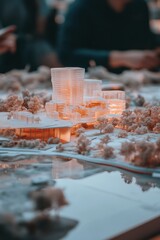 Poster - Collaborative Urban Transformation Innovative Architectural Modeling for Smart City Development - Next-Gen Professional Planning Visualization in Soft Amber Lighting