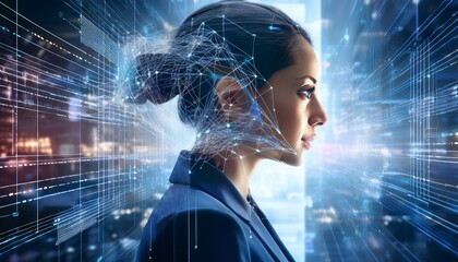 businessman with binary code