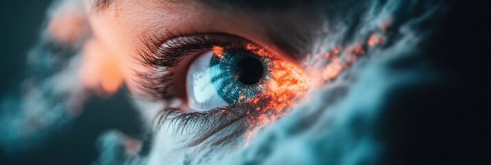 Fototapete - AI-Enhanced Vision Futuristic Cybernetic Eye Visualization with Dynamic Thermal Mapping and Neurological Data Fusion - Cutting-Edge Technological Perception Innovation