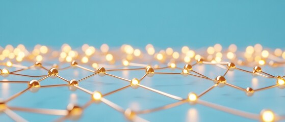 Poster - Quantum Network Visualization Golden Interconnected Nodes Mapping AI-Driven Business Intelligence on Immersive Digital Innovation Landscape