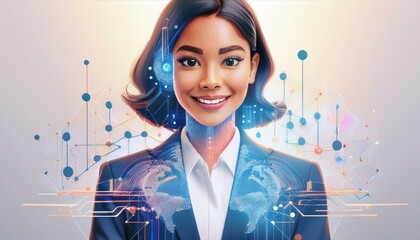 businessman with binary code