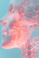 Aufkleber - Neurosensory Symphony Ethereal Anatomical Visualization of Perfume Day Neurological Pathways - Immersive Healthcare Innovation in Blush and Aqua