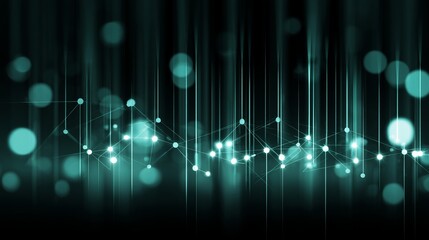 Innovative stock and big data network represented as an abstract cyber nano connection on a blue and green background
