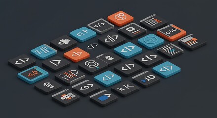 Isometric Code Blocks: A Digital Iconography AI Generated